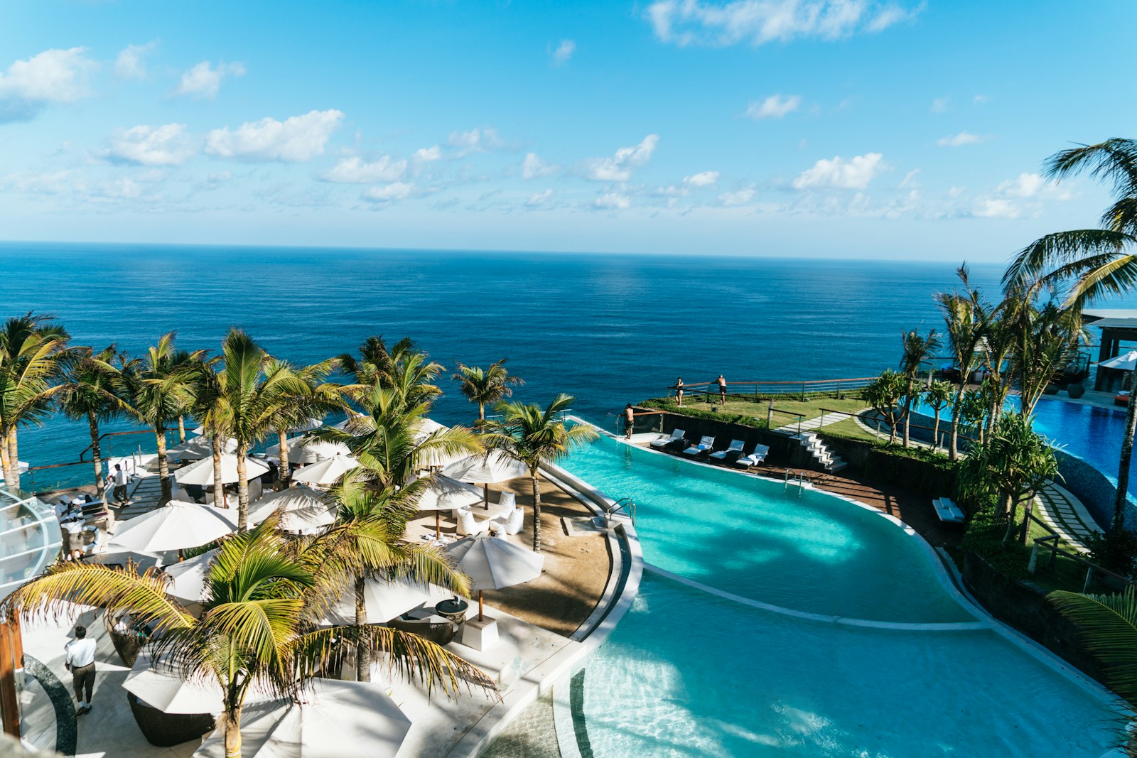 Resort pool facing the ocean